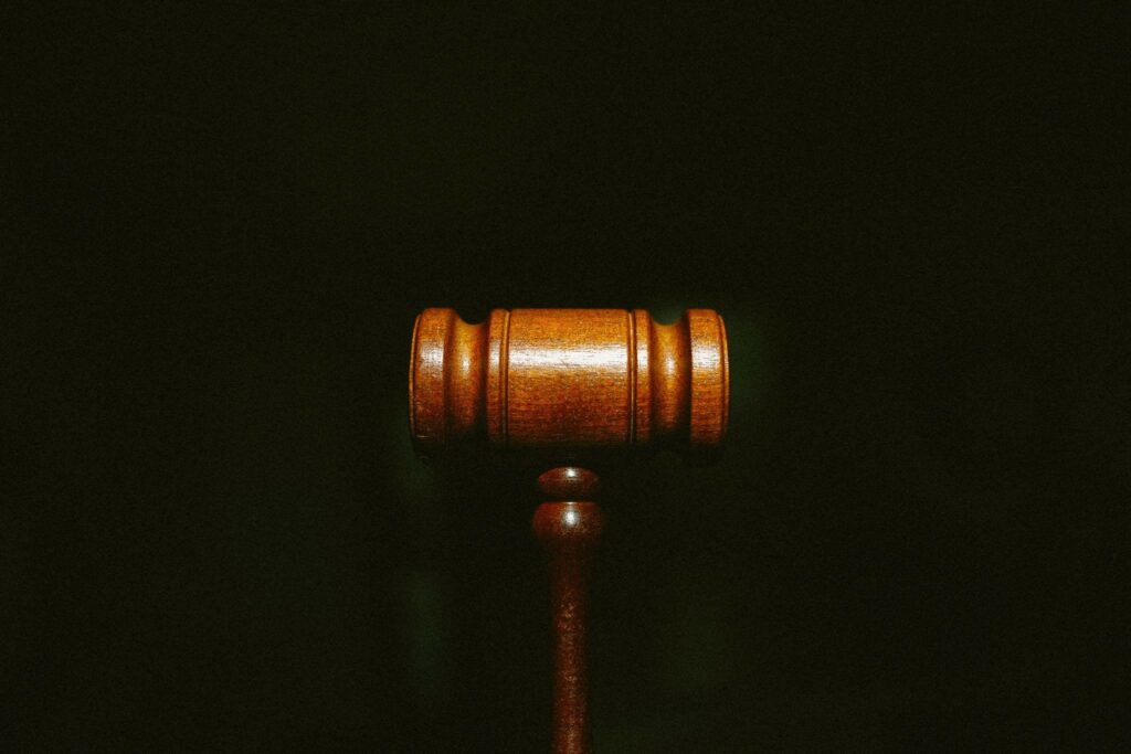 A wooden gavel used in most courts